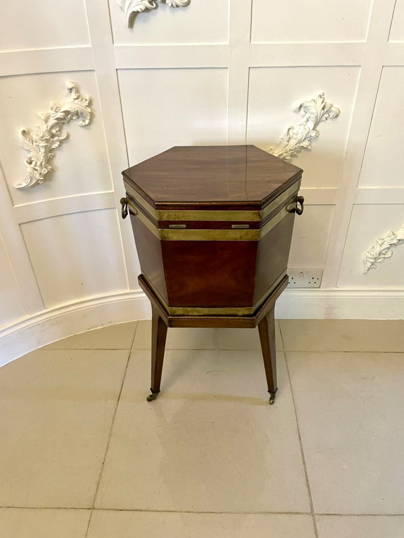 Antique George III Mahogany Wine Cooler/Lamp Table on Stand